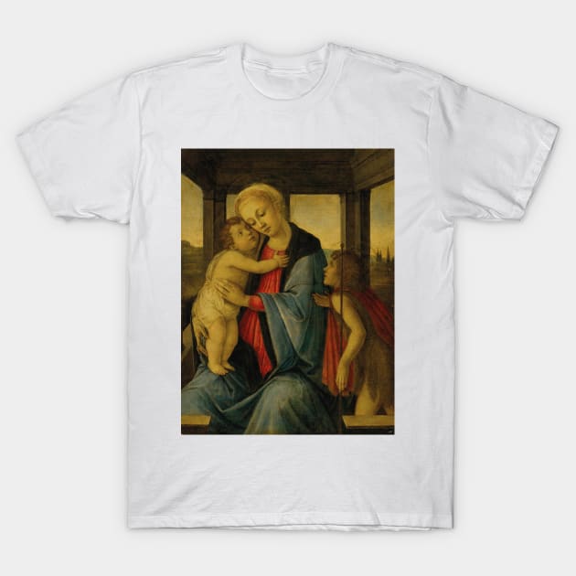 The Madonna and Child with the infant Saint John the Baptist by Sandro Botticelli T-Shirt by Classic Art Stall